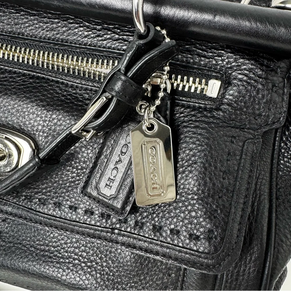 Coach Black Leather Satchel with Silver Hardware
